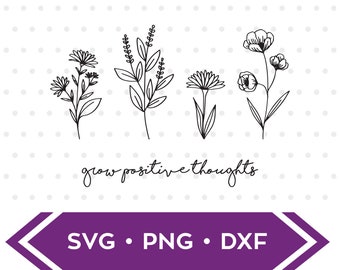 Grow Positive Thoughts eps dxf svg / Positive Thoughts svg / Positivity saying svg