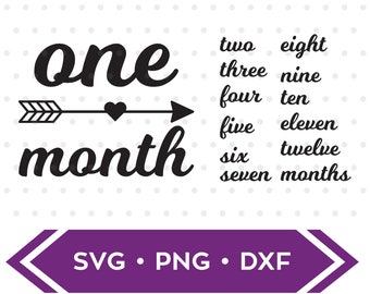 Monthly Onesie SVG / Arrow with Heart / Heart Arrow / Baby Onesie svg / Milestone Onesie svg eps dxf