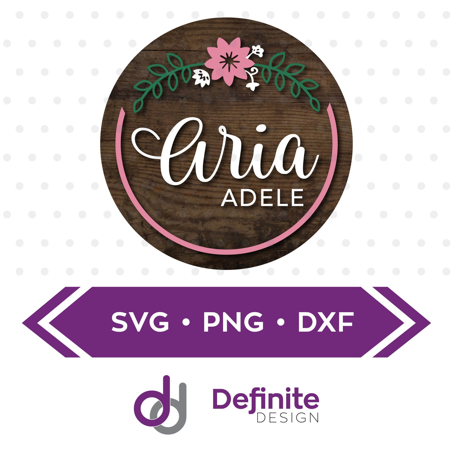 Floral Nursery Name Sign Round / Flowers Digital Cut File / Laser Wood ...