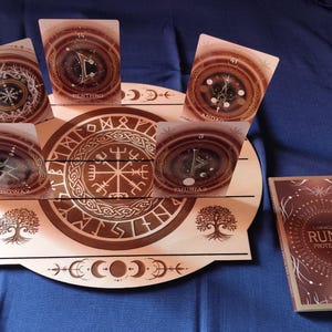 Ondersteuning, bord, Multi-kaart trekblad voor Tarot of Orakel in hout