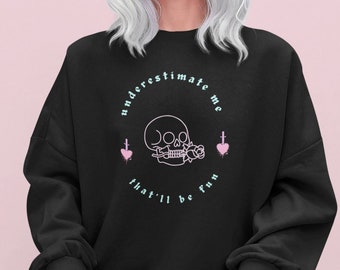 Skull Sweatshirt Skeleton Sweatshirt Pastel Goth Shirt Emo Gothic Shirt Kawaii Hoodie Mall Goth Clothes Gothic Occult Shirt Alt Clothes
