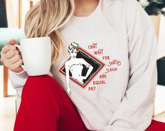 Bluza z okrągłym dekoltem dla kobiet, bluza feministyczna, koszulka aktywistyczna, sweter feministyczny, rozbij patriarchat, świąteczna, feministyczna, retro, koszulka Mikołaja