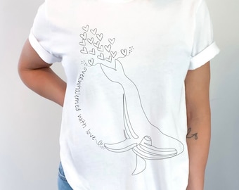 Sea Animals Shirt Whale Line Art Aesthetic T Shirt Save the Ocean Shirt Marine Biology Gift Whale Shirt Ocean Shirt Whale Shirt