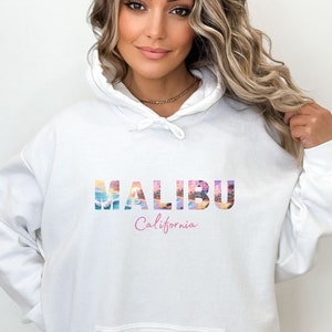 Malibu Hoodie Malibu Sweatshirt Beachy Hoodie Malibu California Coconut Girl Aesthetic Sunset Beach Hoodie Surf Hoodie Trendy Vacation Gift