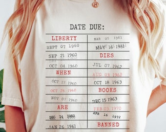 Freiheit Diesn, wenn Bücher verboten sind T-Shirt Ich las verbotene Bücher Shirt Bookish T-Shirt Verbieten von Büchern Shirt Vintage Bibliothek Fälligkeitsdatum Karte Tshirt