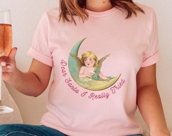 Naughty Nice I Tried Coquette Shirt Vintage Angel TShirt Victorian Angels Shirt Light Academia Fairycore Soft Girl Aesthetic Angelcore Shirt