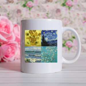Van Gogh Coffee Mug, Starry Night, Sunflowers Paintings, Famous Impressionist Art Mug For Artist, Beautiful Portrait, Van Gogh Mug