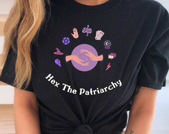 Smash The Patriarchy Spooky Season Pastel Goth Shirt Witchy Aesthetic Tarot Shirts Charms Witchy Feminist Clothes Modern Basic Witch Tshirt