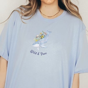 Whale Shirt Whale T Shirt Manatee Ocean Crewneck Cottagecore Tee Wild And Free Y2K Floral Aesthetic Tshirt Humpback Beluga Killer Whale Top