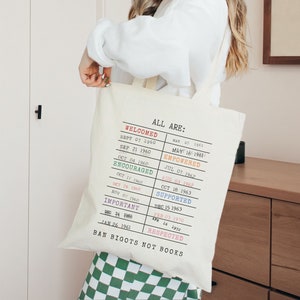 I&#39;m With The Banned Tote Bag Freadom I Read Banned Books Tote Ban Ignorance Not Books Tote LGBTQ Bi Trans Pride Tote Bag Equality Totebag
