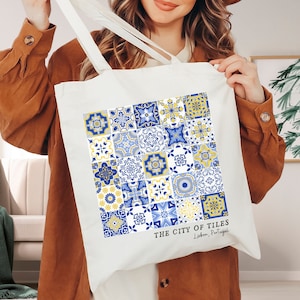 Lisbon Portugal Tote Bag Portuguese Totebag Tile Art Tote Bag Lisbon Art Tote Lisbon Vacation Totebags Art Lover European Museum Gifts