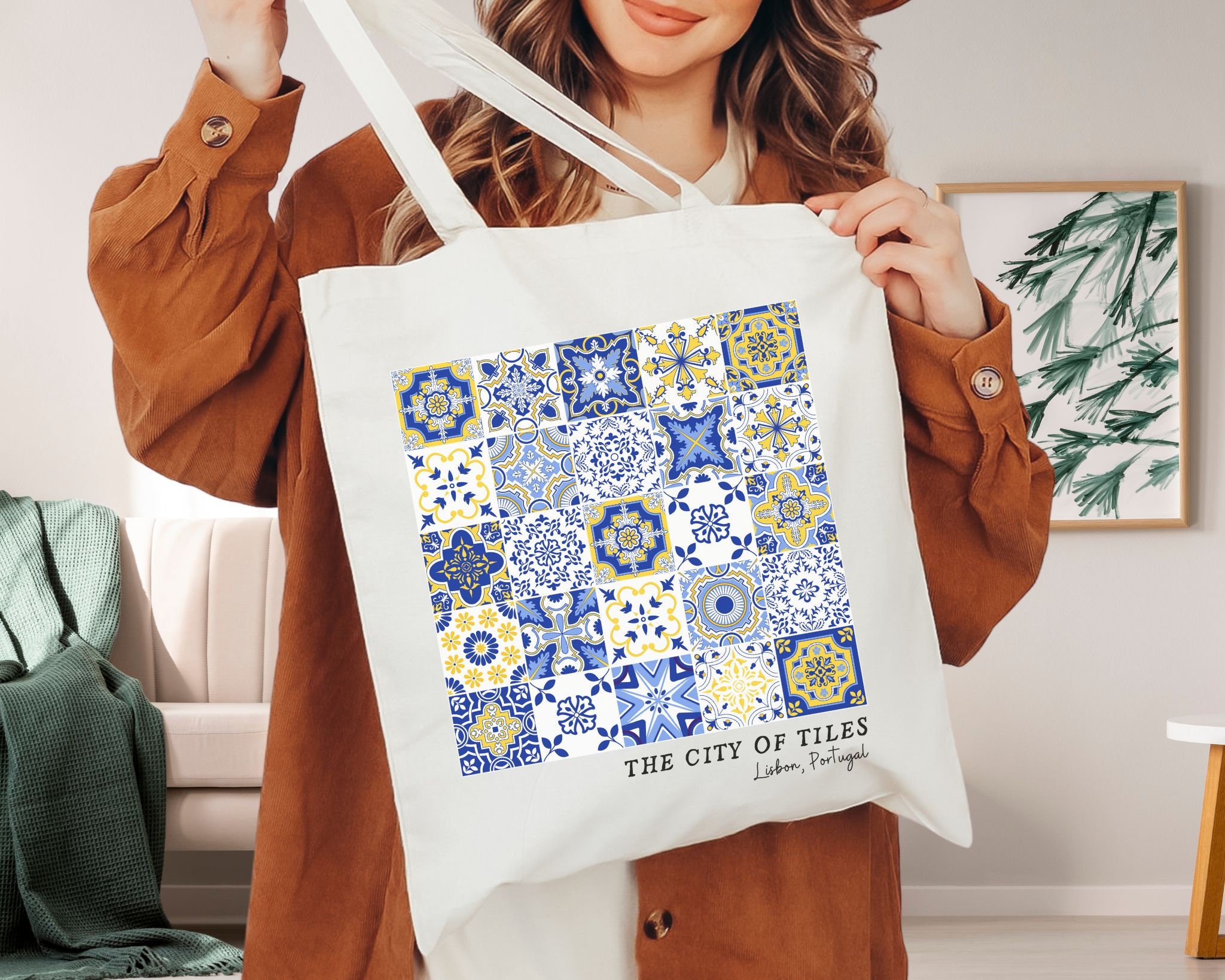 Lisboa Portugal Tote Bolsa Portuguesa Totebag Azulejo Arte Tote Bolsa  Lisboa Arte Tote Lisboa Vacaciones Totebags Amante del Arte Museo Europeo