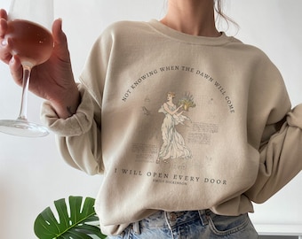 Emily Dickinson Moletom Light Academia Crewneck Sappho Camisa Sapphic Roupas Dark Academia Suéter Literatura Citação Estética Poeta Camisa
