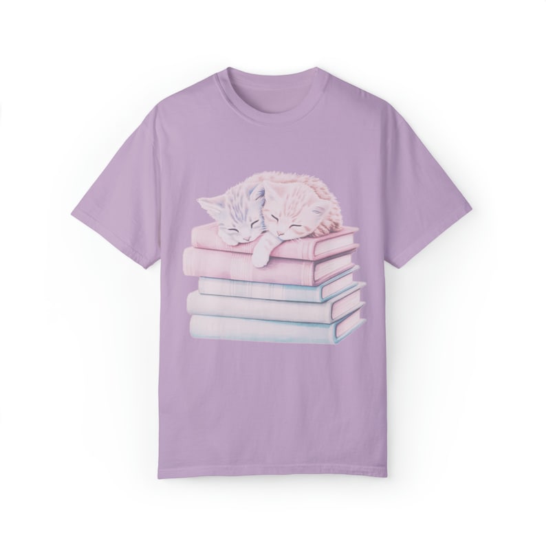 Cat Mom Shirt Coquette Clothing Coquette Shirt Book Lover T Shirt Reader Bookish Tee Cat Themed Gifts For Women Cute Animal Tee Coquette Top Orchid