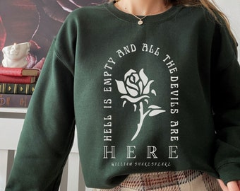 Shakespeare Crewneck The Tempest Quote Bookish Sweatshirt Dark Academia Pullover Shakespeare Sweater Goblincore Kleding Whimsigoth Kleding