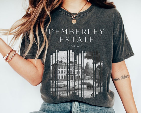 [Out of Print] Jane Austen / Pride and Prejudice - Pemberley Women's Relaxed Fit Tee (Heather White) - 高慢と偏見 リラックス フィット Tシャツ Pride and Prejudice - Pemberley unisex t-shirt — Out of Print