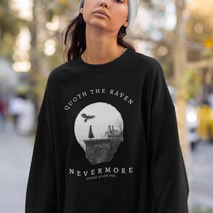 Edgar Allen Poe Der Rabe dunkel Academia Grandpacore Literarisches Sweatshirt Edgar Allan Poe Pullover Goblincore leicht Academia Goth Alt Kleidung