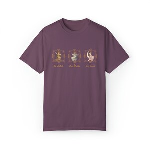 The Sun The Moon The Stars Le Soleil La Lune Celestial Shirt Moon Child Tee Tarot Card T Shirt Sappho Goddess Sapphic Shirt Artemis Crewneck Berry