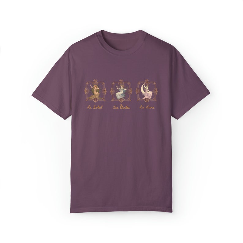 The Sun The Moon The Stars Le Soleil La Lune Celestial Shirt Moon Child Tee Tarot Card T Shirt Sappho Goddess Sapphic Shirt Artemis Crewneck Berry