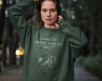 Anne of Green Gables Anne Shirley Anne con una sudadera E Bookish Crewneck Line Art Literatura Suéter Green Gables Gifts Booktok Merch