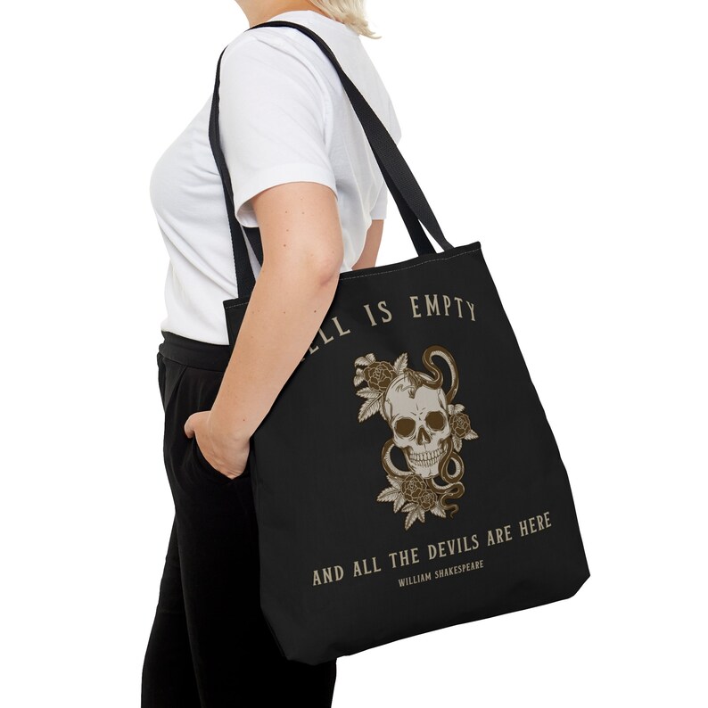 Shakespeare Tote Bag Gothic Tote Bag Dark Academia Bag Book Tote Shakespeare Quote Trendy Tote Bag College Apparel Bookish Tote Goth Bag image 2