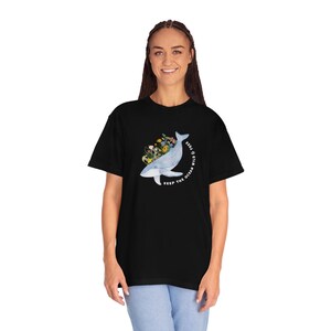 クジラシャツ クジラTシャツ マナティーシャツ シャチクジラTシャツ 美学 海を救う 環境トップ エコロジー 海を救う コテージコアTシャツ Black