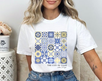Lisbon Portugal Shirt Portuguese Tile Shirt Lisbon Portugal Gift Lisbon Art T Shirt Lisbon Vacation Shirt European City Shirt Art Lover Tee