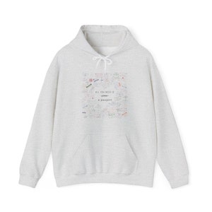 Passport Stamps Hoodie Travel Lover Sweatshirt Wanderlust Hoodie Vintage Traveler Gifts Retro Jetsetter Flight Attendant Gift Travel Hoodie Ash