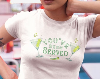 Tennis Aesthetic Baby Tee Trendy Martini Crop Top Martini Baby Tee, Preppy Clothes Y2K Aesthetic, Cocktail Tshirt Coquette Top Tini Time Tee