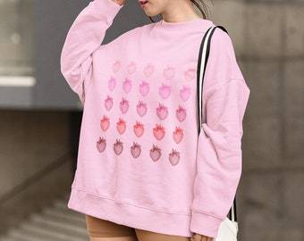 Strawberry Sweatshirt Strawberry Shirt Botanical Sweatshirt Trendy Clothes Cottagecore Sweater Strawberry Sweater Cottagecore Clothes
