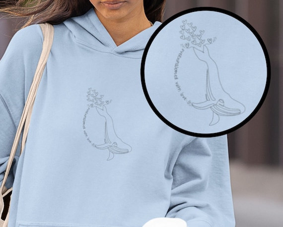 Whale Hoodie Minimalist Line Art Whale Shark Love Everyone Hoodie Trendy Aesthetic Whale Sweatshirt Manatee Y2K Self Love Hoodie Whale Gifts