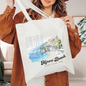 Amalfi Coast Italy Tote Bag Positano Tote Capri European Vacation Tote Bag Location Bag Sorrento Minori Beach Totebag Souvenir Traveler Gift