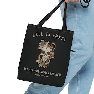 Shakespeare Tote Bag Gothic Tote Bag Dark Academia Bag Book Tote Shakespeare Quote Trendy Tote Bag College Apparel Bookish Tote Goth Bag image 1