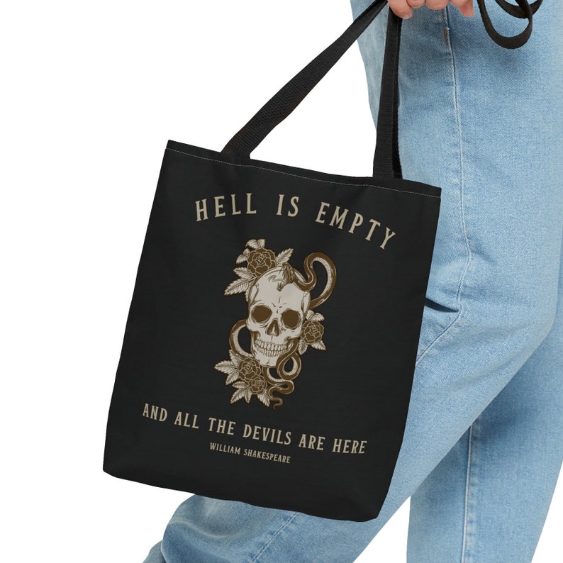 Shakespeare Tote Bag Gothic Tote Bag Dark Academia Bag Book Tote Shakespeare Quote Trendy Tote Bag College Apparel Bookish Tote Goth Bag image 1