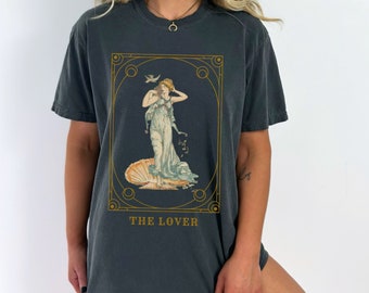 Camisa de tarô botânico celestial cartão de tarô t camisa shakespeare estátua grega camiseta sappho roupas sapphic roupas poeta camisa artemis