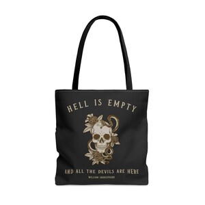 Shakespeare Tote Bag Gothic Tote Bag Dark Academia Bag Book Tote Shakespeare Quote Trendy Tote Bag College Apparel Bookish Tote Goth Bag image 3