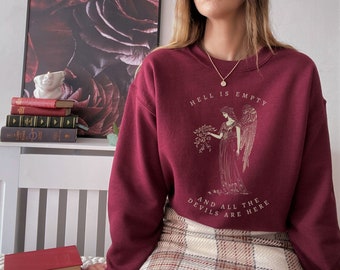 Dark Fairycore Shakespeare Quote-sweater Dark Academia-shirt met ronde hals Dark Angelcore-sweater Goth Dark Angel Goblincore Light Academia-shirt
