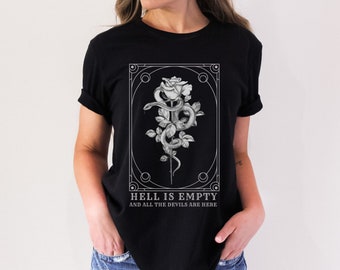 Hell Is Empty Shirt Dark Academia Clothing Shakespeare Shirt Tarot Card Fairy Grunge Clothing Fairycore Poet Shirt Light Academia Shirt