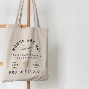 Pro Choice Tote Bag Aesthetic Fuck The Patriarchy Abortion Is Healthcare Bans Off Our Bodies Tote My Body My Rules Retro Feminist Totebag image 1