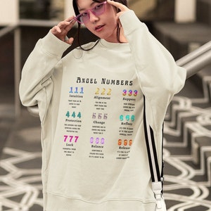 222 Numero di angelo Felpa Angelo Girocollo Angelo Core Numeri di angelo Camicia Angelo Estetico Buona energia Camicia Indie Abbigliamento Y2K Alt Vestiti