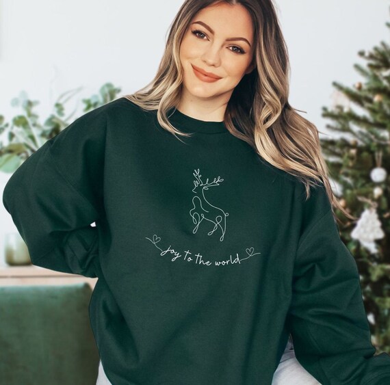 Reindeer Line Art Sweatshirt Aesthetic Holiday Nature Crewneck - Etsy