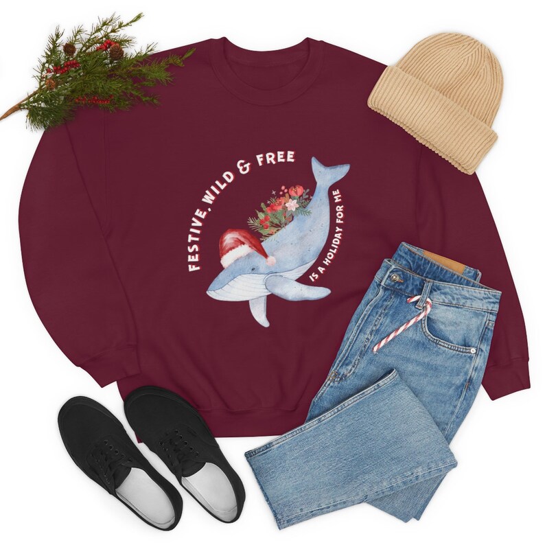Whale Sweatshirt Wildlife Sweatshirt Whale Shark Orca Humpback Killer Whale Environmental Shirt Climate Change Crewneck Cottage Core Clothes Maroon