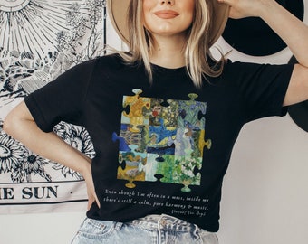 Van Gogh Shirt Vincent Van Gogh TShirt Art Print Collage Zonnebloemen Schilderij Geschenken voor schilders Lichte Academia Kunstenaar Shirt Kunstzinnige Esthetiek