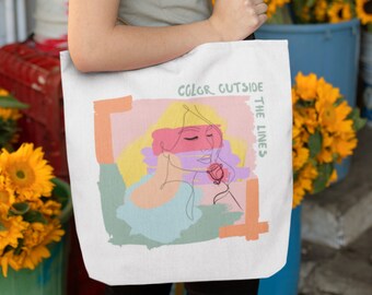 Face Line Art Artsy Tote Bag Totebag Estética Vintage Graphic Tote Bag Trendy Tote Bag Retro Tote Bag Regalos para pintores Regalo emprendedor