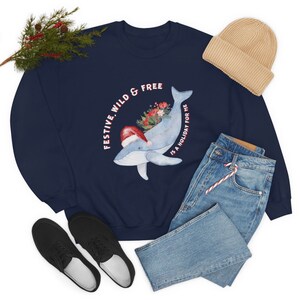 Whale Sweatshirt Wildlife Sweatshirt Whale Shark Orca Humpback Killer Whale Environmental Shirt Climate Change Crewneck Cottage Core Clothes Navy
