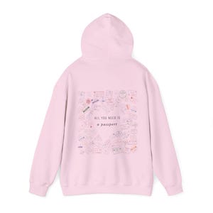 Passport Stamp Hoodie All You Need Is A Passport Travel Hoodie World Traveler Gifts Passport Stamp Sweatshirt Jetsetter Travel Hoodie Light Pink