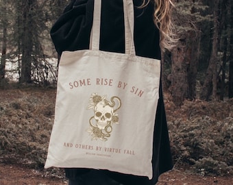 Shakespeare Tote Bag Shakespeare Totebag Goblincore Tote Bag Goth Skull Tote Bag Dark Academia Gift Whimsigoth Gifts Victorian Poet Tote Bag