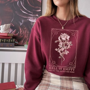 Botánico Tarot Carta Sudadera Coqueta Ropa Coqueta Top Pastel Goth Suéter Coqueta Estética Shakespeare Regalos Ave Satán Crewneck