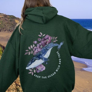 Watercolor Whale Sweatshirt Manatee Hoodie Save The Ocean Shirt Beluga Humpback Orca Whale Wildlife Sweatshirt Environmental Dolphin Shirt