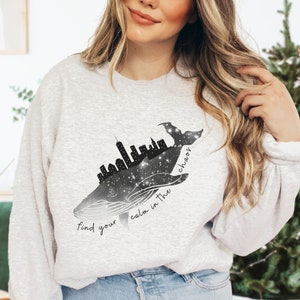 Orca Ballena Manatí Ballena Regalo Ballena Sudadera Celestial Suéter Orca Regalos Crecimiento Mentalidad Amante de las Ballenas Zen Biología Marina Top Orca Crewneck